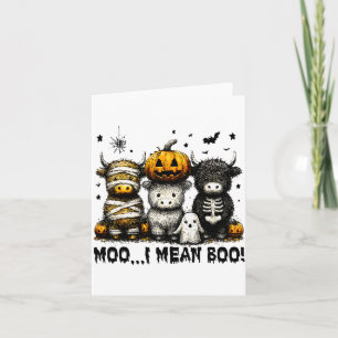 Ghost Cow Moo I Mean Boo Halloween Outfit Funny Co Card