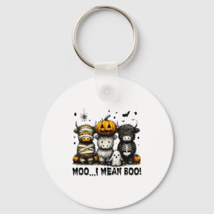 Ghost Cow Moo I Mean Boo Halloween Outfit Funny Co Key Ring