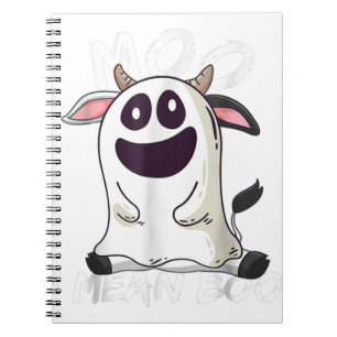 Ghost Cow Moo Mean Boo Pumpkin Moon Halloween Notebook