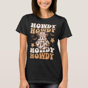 Ghost Cowboy Hat Bats Rodeo Western Halloween T-Shirt