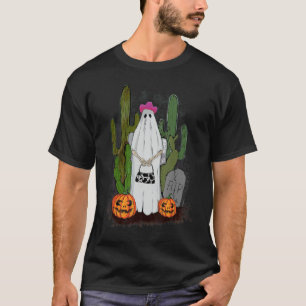 Ghost Cowgirl Boo Desert Cactus Pumpkins Western H T-Shirt