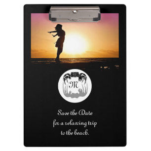 Ghost Crab Silhouette and Shadow Monogram Photo Clipboard
