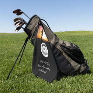 Ghost Crab Silhouette and Shadow Monogram Photo Golf Towel