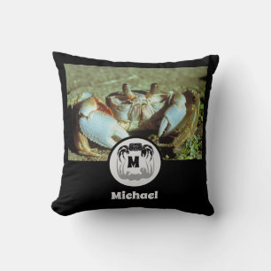 Ghost Crab Silhouette and Shadow Name Tag Photo Cushion
