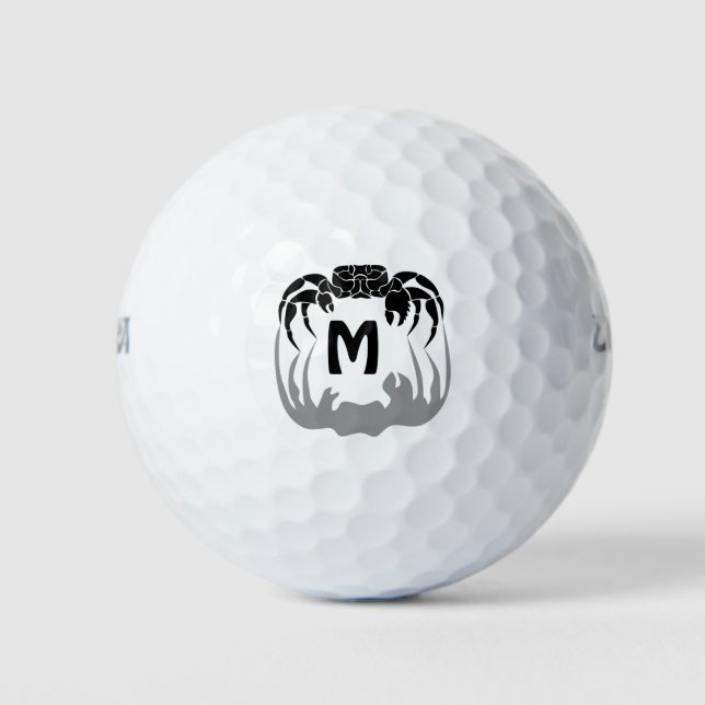 Ghost Crab Silhouette Casting a Shadow Monogram Golf Balls (Front)
