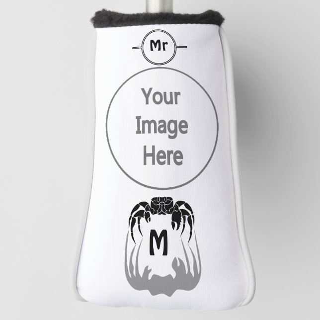 Ghost Crab Silhouette Casting a Shadow Monogram Golf Head Cover (Rotate 90)