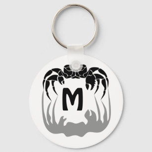 Ghost Crab Silhouette Casting a Shadow Monogram Key Ring