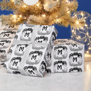 Ghost Crab Silhouette Casting a Shadow Monogram Wrapping Paper