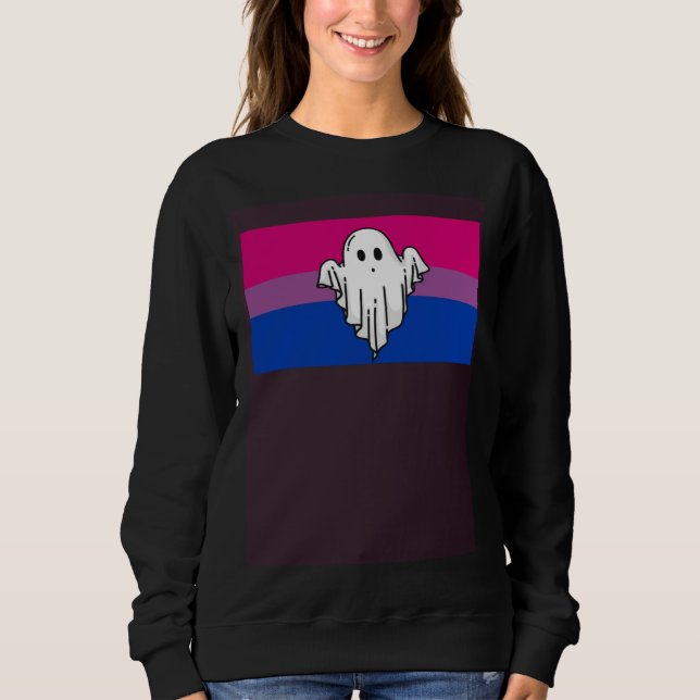Ghost Cute Halloween Bisexual Pride Flag Spooky Sc Sweatshirt (Front)