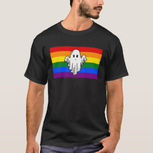 Ghost Cute Halloween Gay Pride Flag Spooky Scary T-Shirt