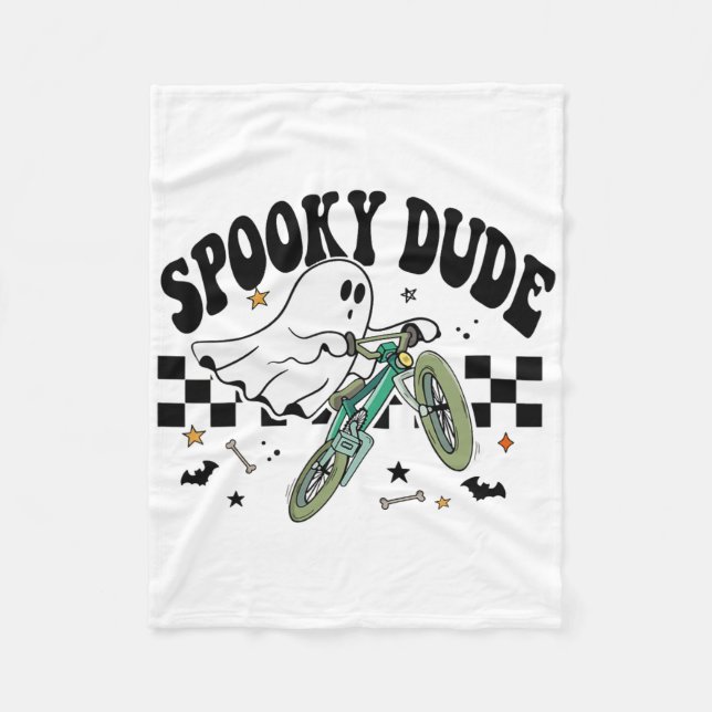 Ghost Cycling Bicycle Bike Retro Halloween Party C Fleece Blanket (Front)