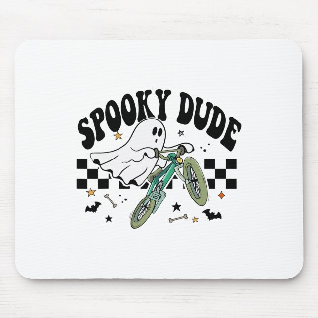Ghost Cycling Bicycle Bike Retro Halloween Party C Mouse Pad (Front)