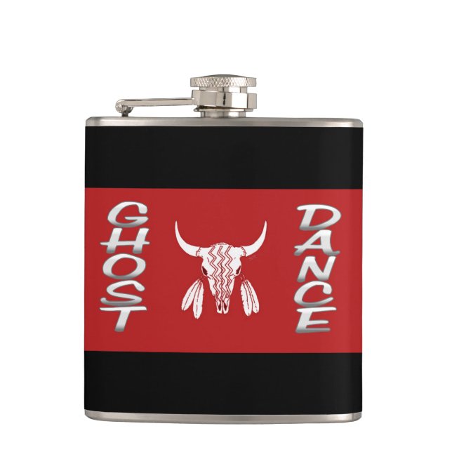 Ghost Dance red and black wrapped flask (Front)
