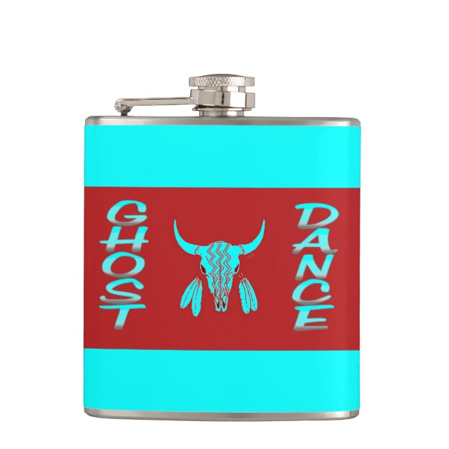 Ghost Dance turquoise blue wrapped flask (Front)