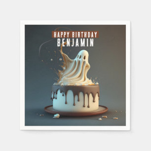 Ghost Dark and White Chocolate Birthday Cake -  Napkin