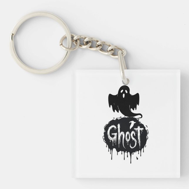 Ghost – Dark Horror Dripping Text Art Key Ring (Front)