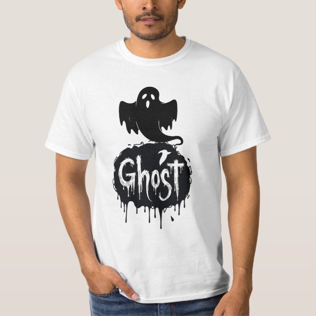 Ghost – Dark Horror Dripping Text Art T-Shirt (Front)