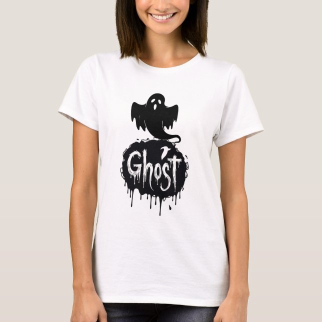 Ghost – Dark Horror Dripping Text Art T-Shirt (Front)