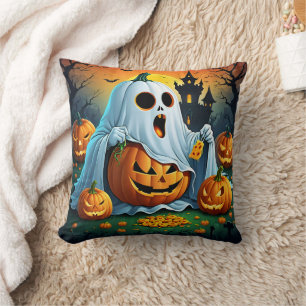 Ghost delights in Halloween treats! 🎃 Cushion