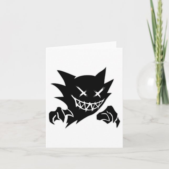 Ghost Demon Sketchy Blackwork Tattoo Flash  Card (Front)