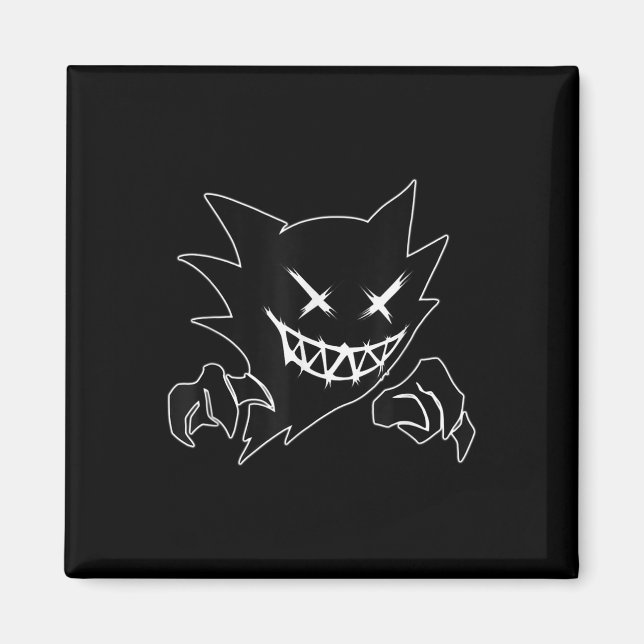 Ghost Demon Sketchy Blackwork Tattoo Flash  Magnet (Front)