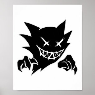 Ghost Demon Sketchy Blackwork Tattoo Flash Poster