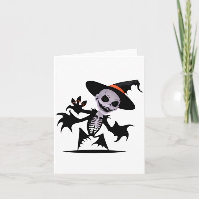 Ghost Devil In Halloween Sticker  Card (Front)