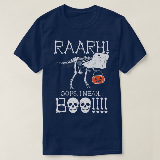Ghost Dinosaur Funny Halloween Tyrannosaurus Re Sk T-Shirt (Design Front)