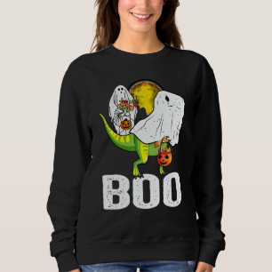 Ghost Dinosaur rex  Boo Halloween Boys Men Pumpkin Sweatshirt