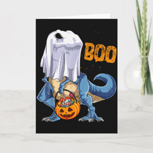 Ghost Dinosaur T Rex Funny Boo Halloween Boys Men Card