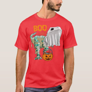 Ghost Dinosaur T rex Funny Boo Halloween Boys Men  T-Shirt