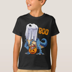 Ghost Dinosaur T Rex Funny Boo Halloween Boys Men  T-Shirt