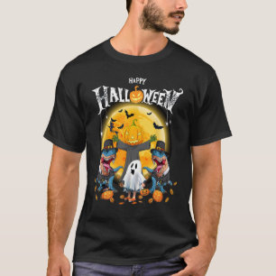Ghost Dinosaur T rex Funny Boo Halloween Pumpkin B T-Shirt