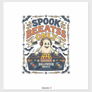 Ghost DJ Spooky Beats Vintage Engraving Halloween 