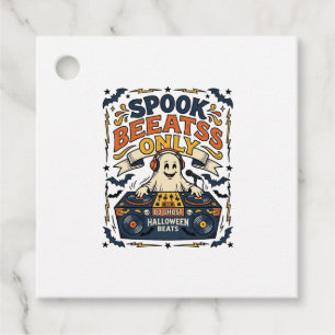 Ghost DJ Spooky Beats Vintage Engraving Halloween Favour Tags