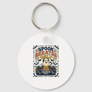 Ghost DJ Spooky Beats Vintage Engraving Halloween  Key Ring