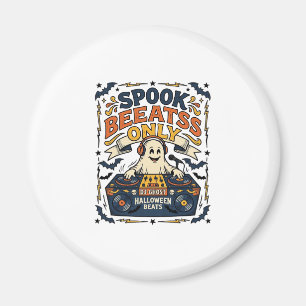 Ghost DJ Spooky Beats Vintage Engraving Halloween Magnet