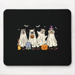 Ghost Dog Halloween Boo Ghosts Dogs Wearing Ghost Mouse Pad
