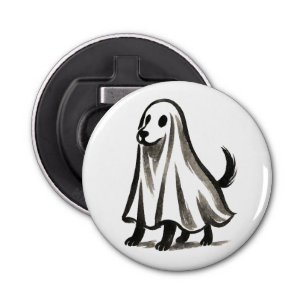 Ghost Dog in Costume – Halloween Ink Style on Bottle Opener