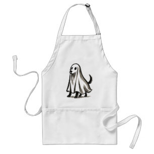 Ghost Dog in Costume – Halloween Ink Style on Standard Apron