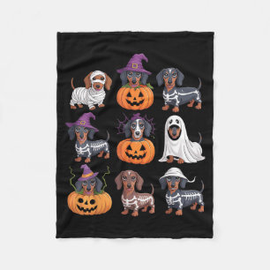 Ghost Dog Pumpkin Dachshund Halloween Spooky Dog Fleece Blanket