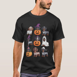 Ghost Dog Pumpkin Dachshund Halloween Spooky Dog W T-Shirt