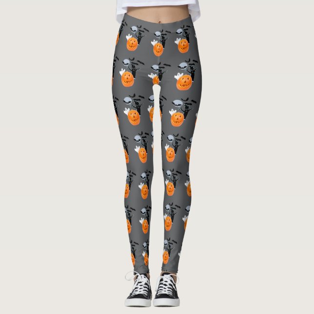 Ghost Drift: All-Over Halloween  Leggings (Front)