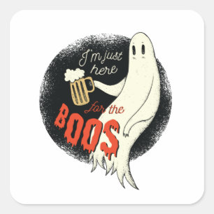 Ghost Drinking Beer Square Sticker