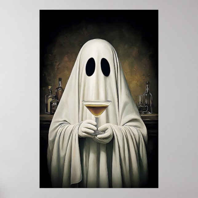 Ghost Drinking Cocktail Espresso Martini Print (Front)