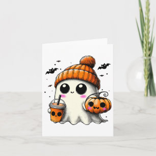 Ghost Drinking Coffee Funny Halloween Costume Coff Card