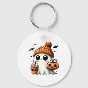 Ghost Drinking Coffee Funny Halloween Costume Coff Key Ring