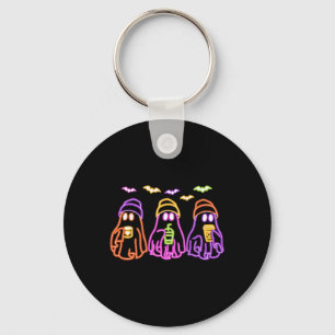 Ghost Drinking Coffee Funny Halloween Costume Coff Key Ring