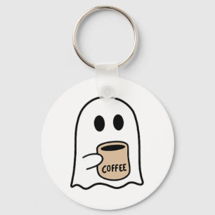 Ghost Drinking Coffee Funny Halloween Costume Coff Key Ring