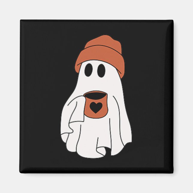 Ghost Drinking Coffee Funny Halloween Costume Coff Magnet (Front)